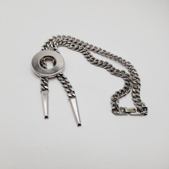 MONET Vintage Silver Tone Modernist Chain Necklace 15” Signed Heavy - Picture 7 of 8